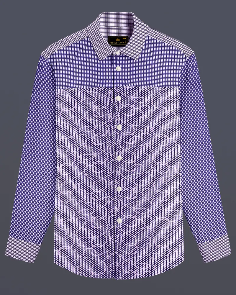 Meteorite Blue And White Premium Cotton Designer Block Shirt 8