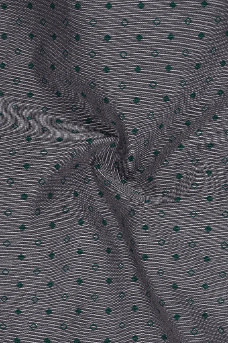 Micravo-Suva Gray And Green Micro Printed Premium Giza Cotton Dress Shirt 3