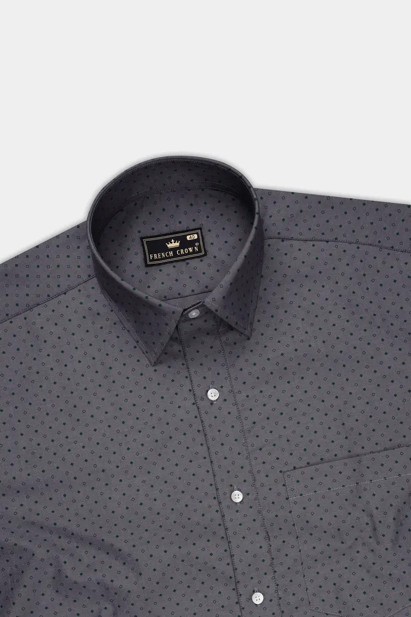 Micravo-Suva Gray And Green Micro Printed Premium Giza Cotton Dress Shirt 5