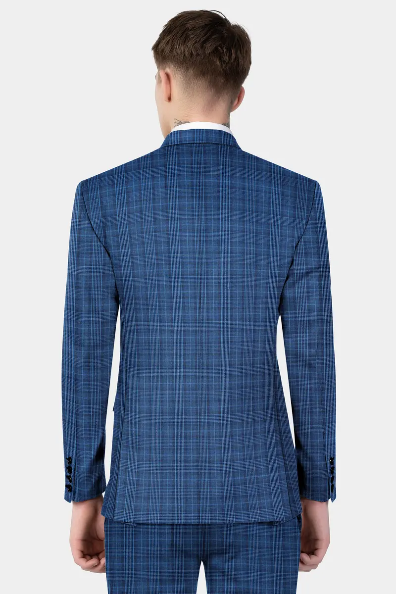 Mid Blue Plaid Blazer 10