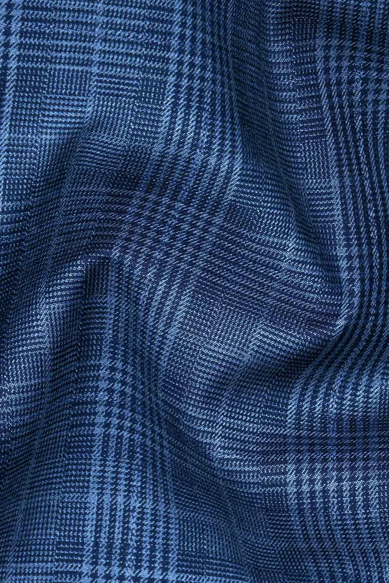 Mid Blue Plaid Blazer 3