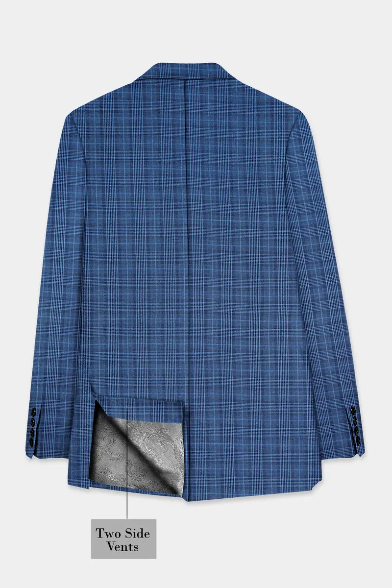 Mid Blue Plaid Blazer 8