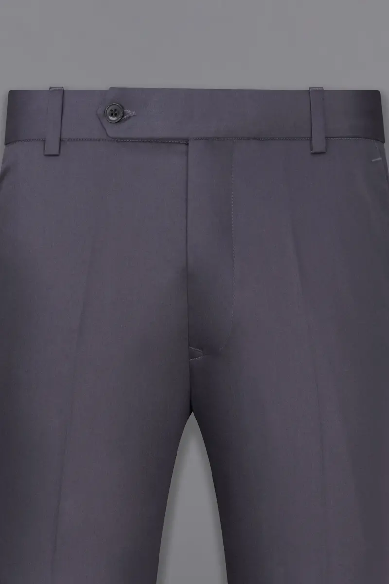 Mid Grey Subtle Sheen Wool Blend Pant 2