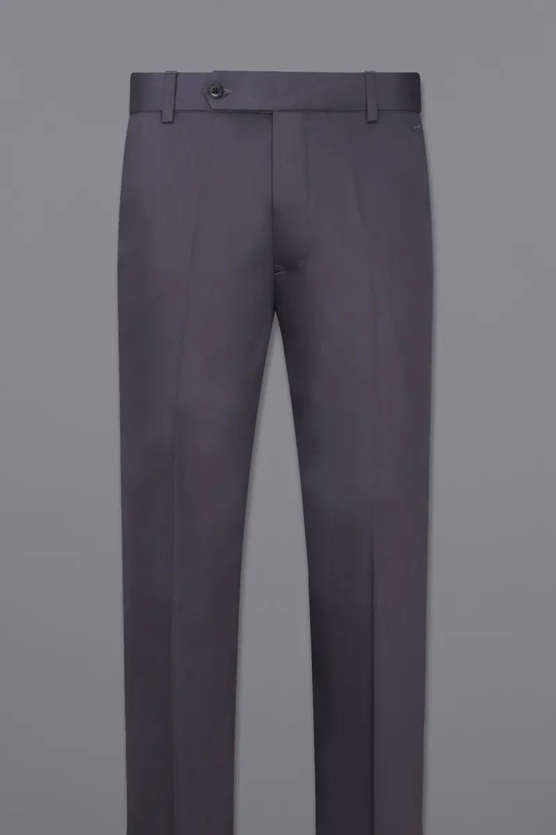 Mid Grey Subtle Sheen Wool Blend Pant 4