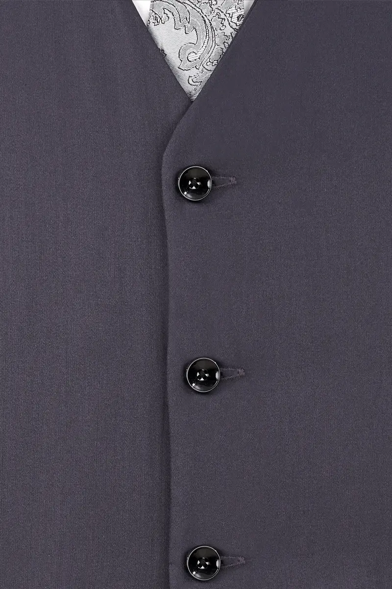 Mid Grey Subtle Sheen Wool Blend Waistcoat 5
