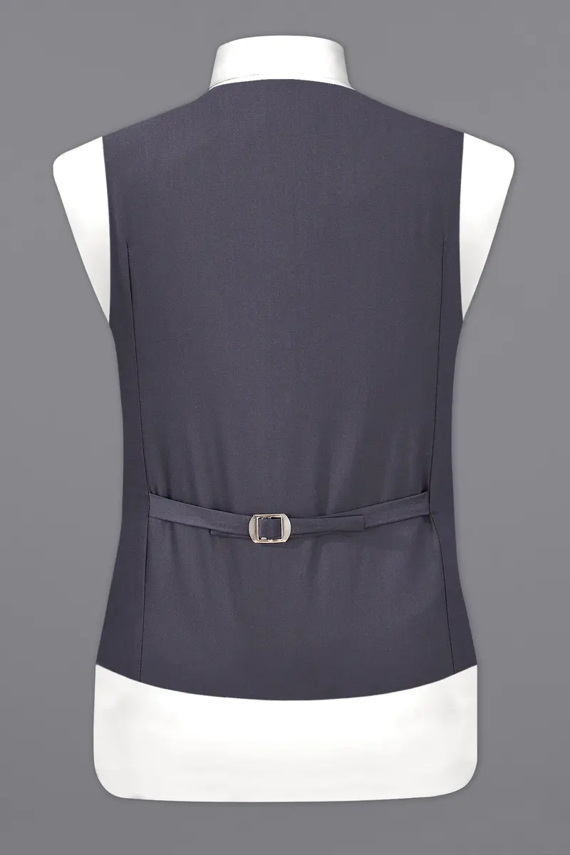 Mid Grey Subtle Sheen Wool Blend Waistcoat 6