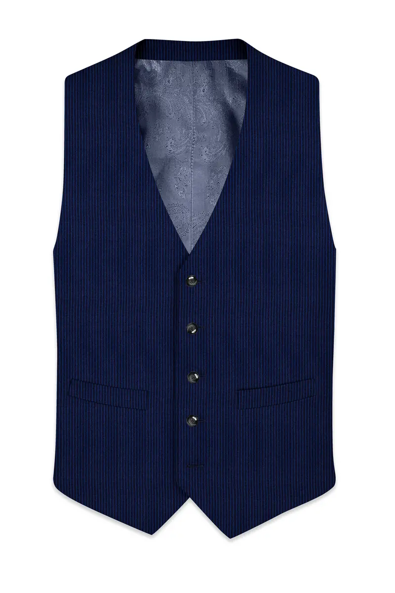 Midnight And Chambray Blue Striped Woolrich Waistcoat 2