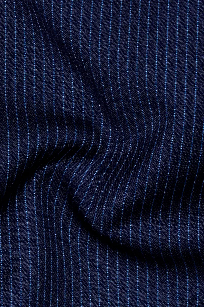 Midnight And Chambray Blue Striped Woolrich Waistcoat 3