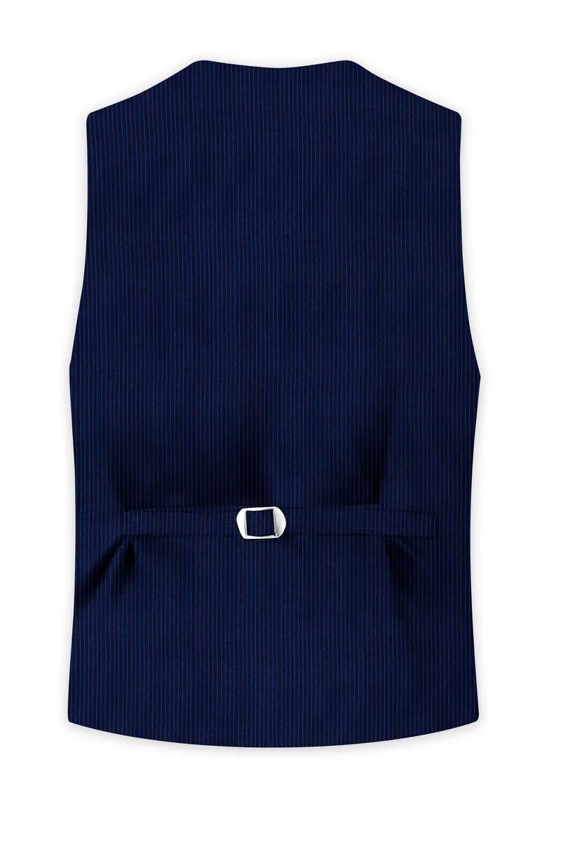 Midnight And Chambray Blue Striped Woolrich Waistcoat 4