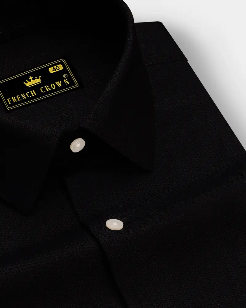 Midnight Black Luxurious Linen Shirt 1