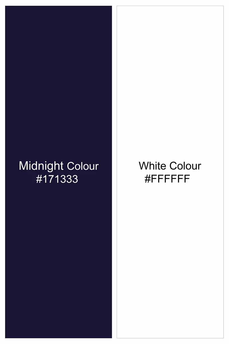 Midnight Blue And White Checkered Dobby Textured Premium Giza Cotton Shirt 5