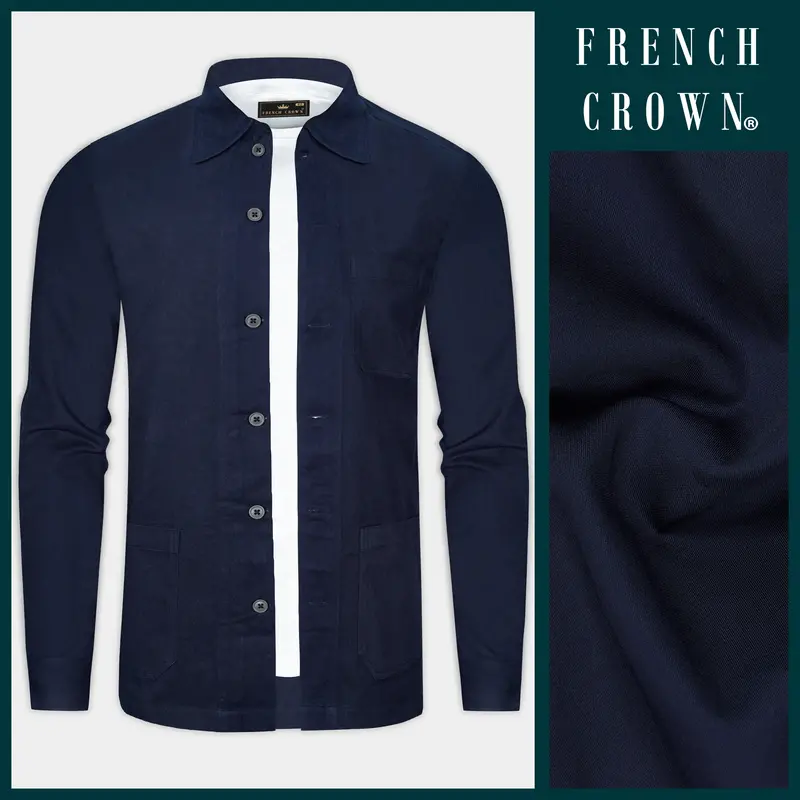 Midnight Blue Solid Heavyweight Twill Designer Overshirt/Shacket 1