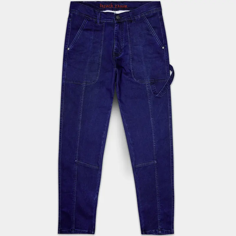 Midnight Blue Textured Stretchable Denim 1