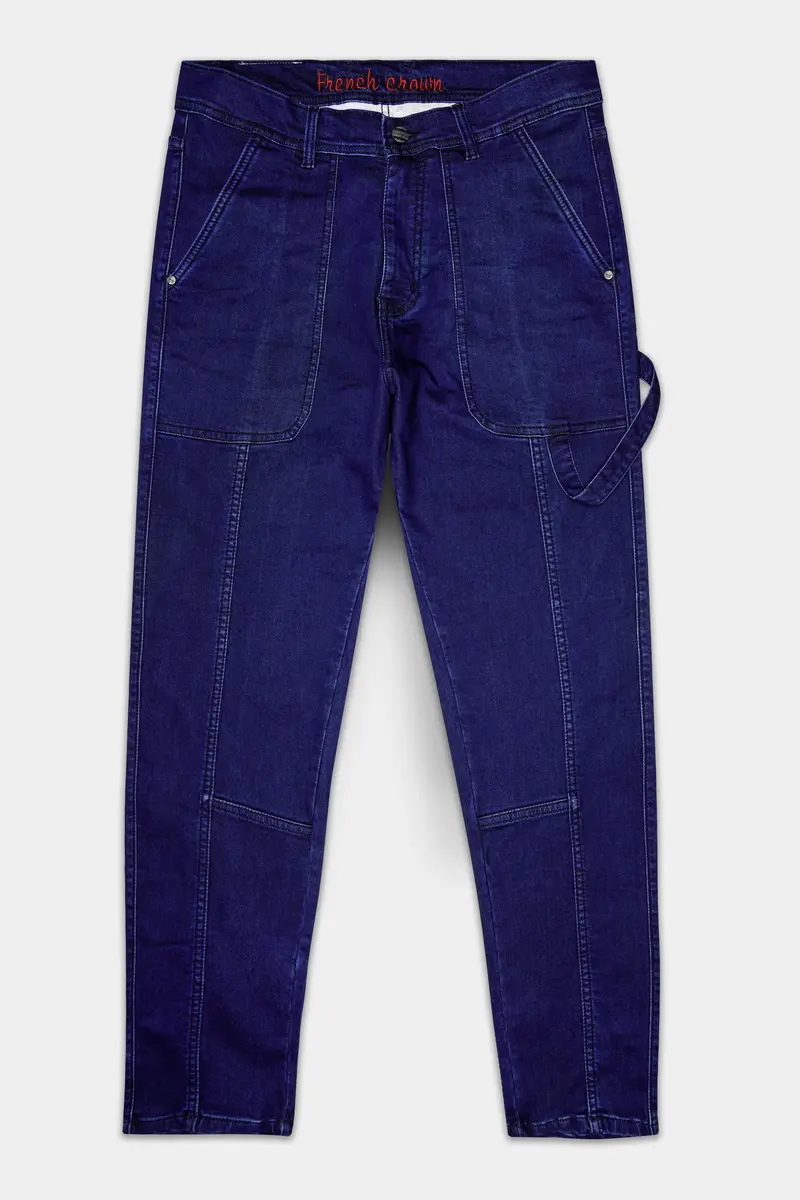 Midnight Blue Textured Stretchable Denim 2