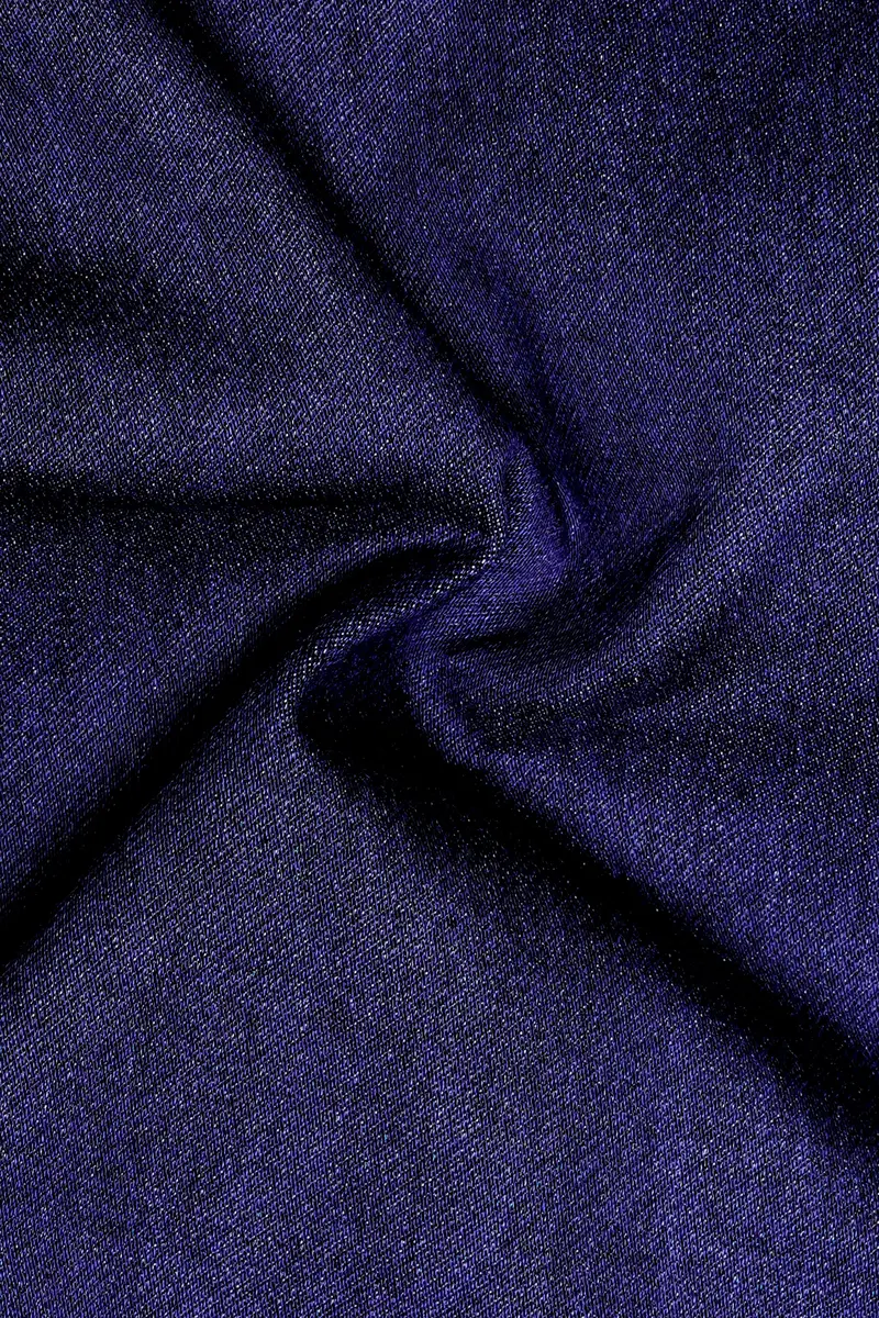 Midnight Blue Textured Stretchable Denim 3