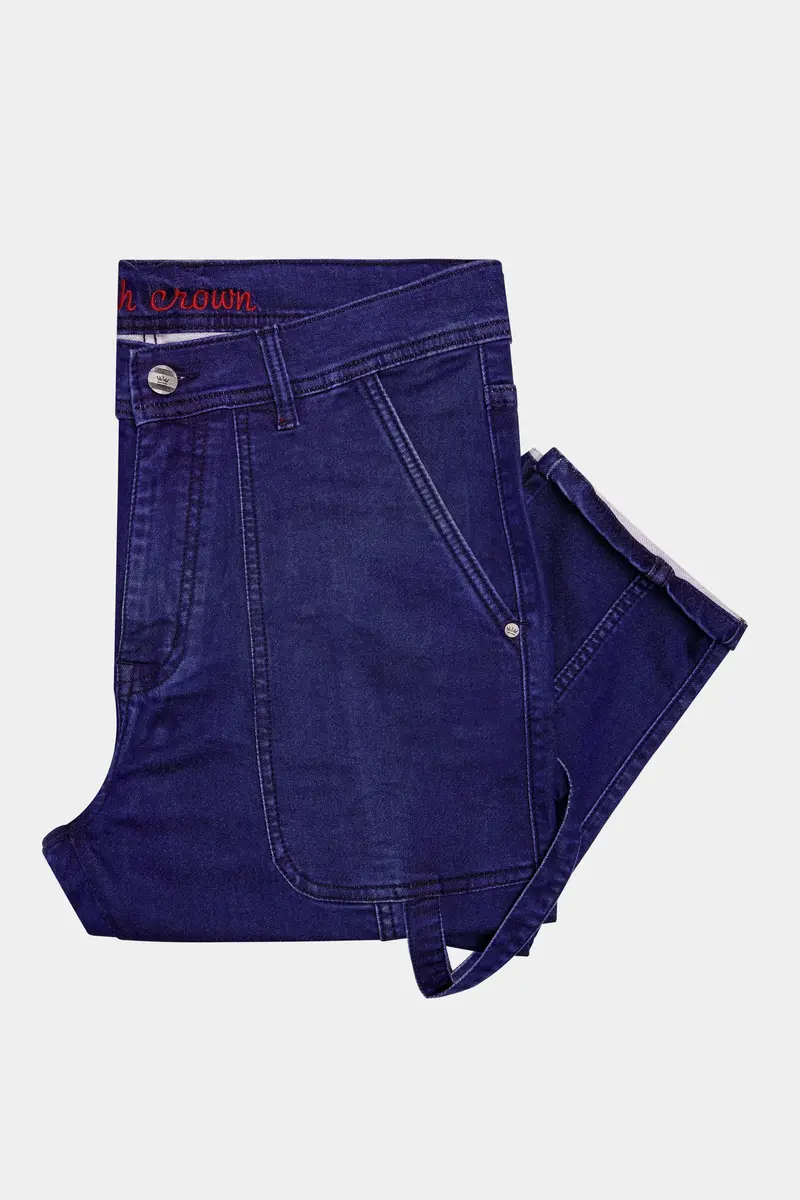 Midnight Blue Textured Stretchable Denim 5