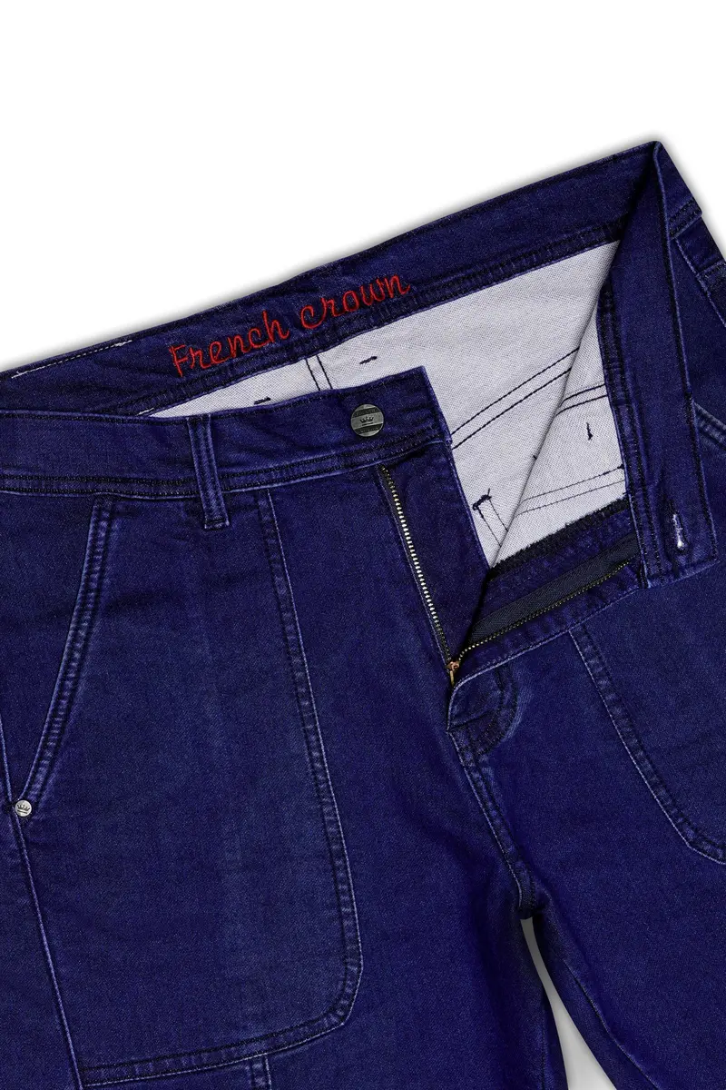Midnight Blue Textured Stretchable Denim 6