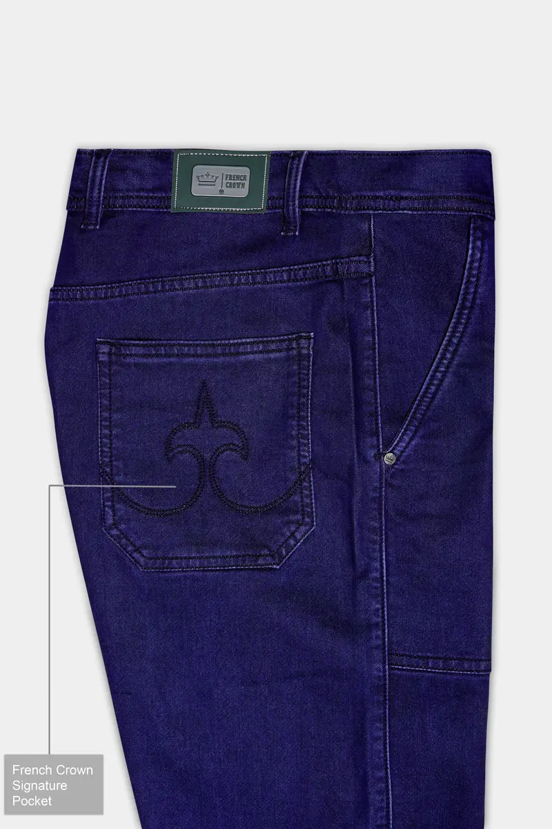Midnight Blue Textured Stretchable Denim 7