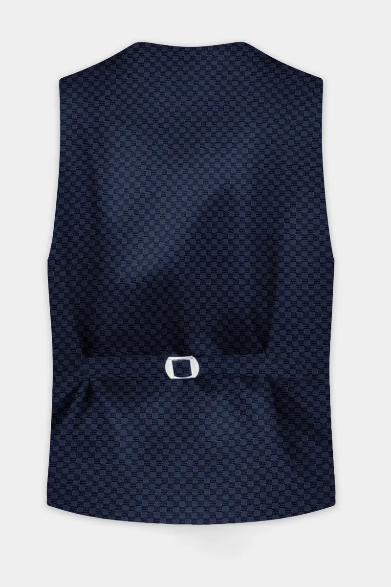 Midnight Blue Textured Waistcoat 4