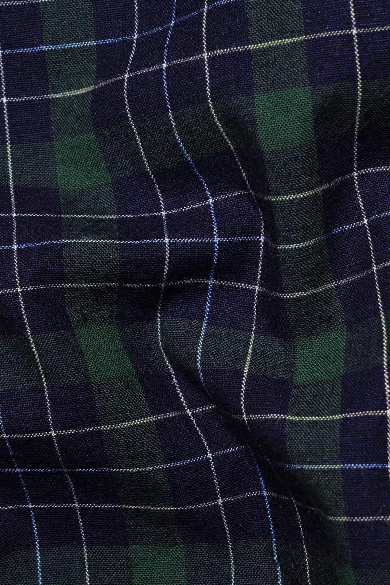 Midnight Blue With Plantation Green Plaid Oxford Shirt 2