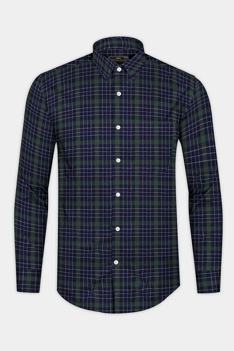Midnight Blue With Plantation Green Plaid Oxford Shirt 4
