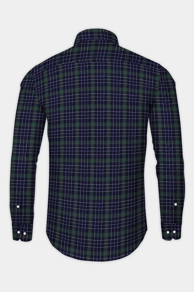 Midnight Blue With Plantation Green Plaid Oxford Shirt 5