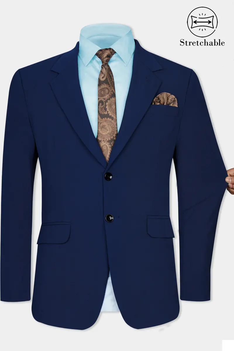 Midnight Blue Wool Rich Stretchable Traveler Blazer 2