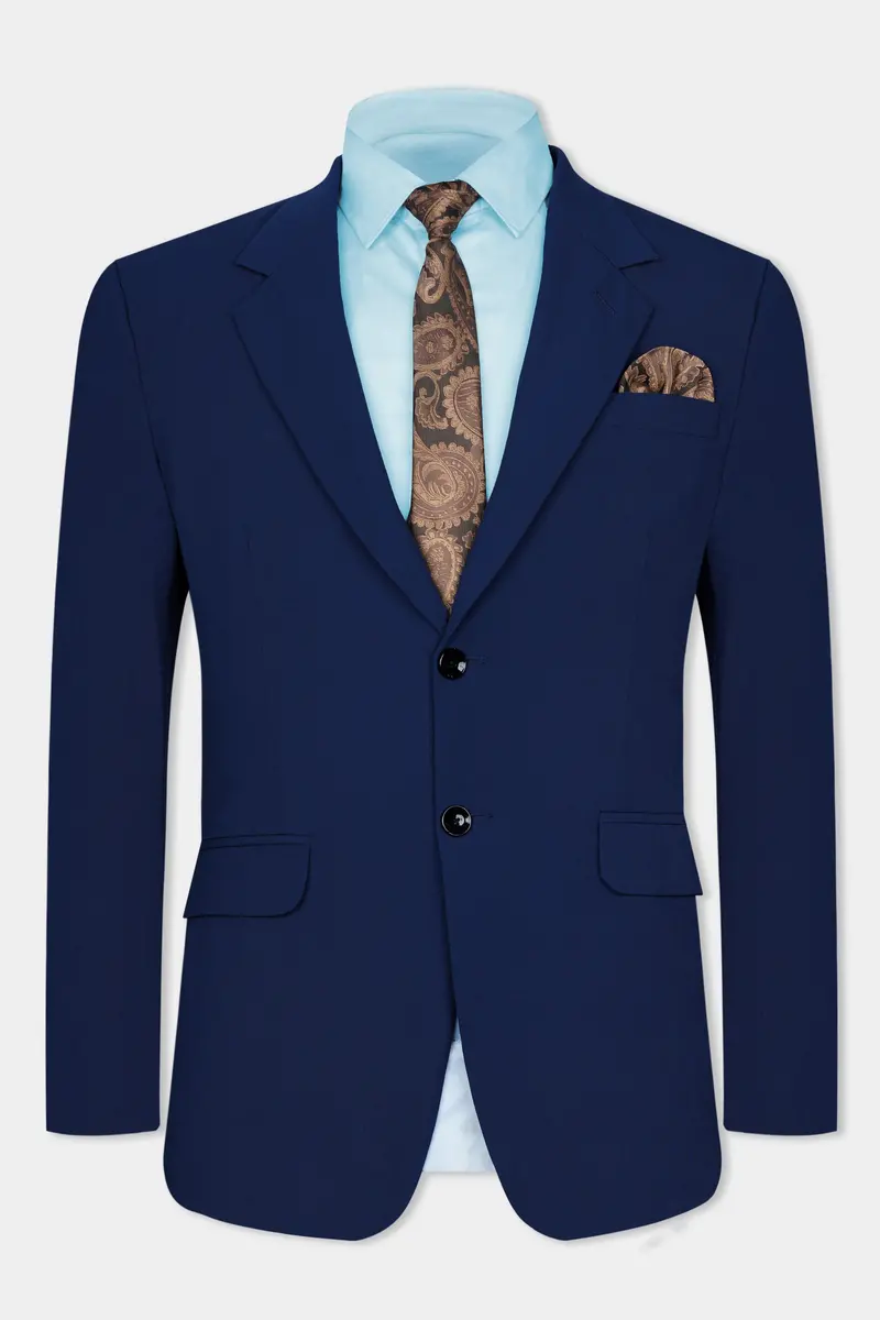 Midnight Blue Wool Rich Stretchable Traveler Blazer 4