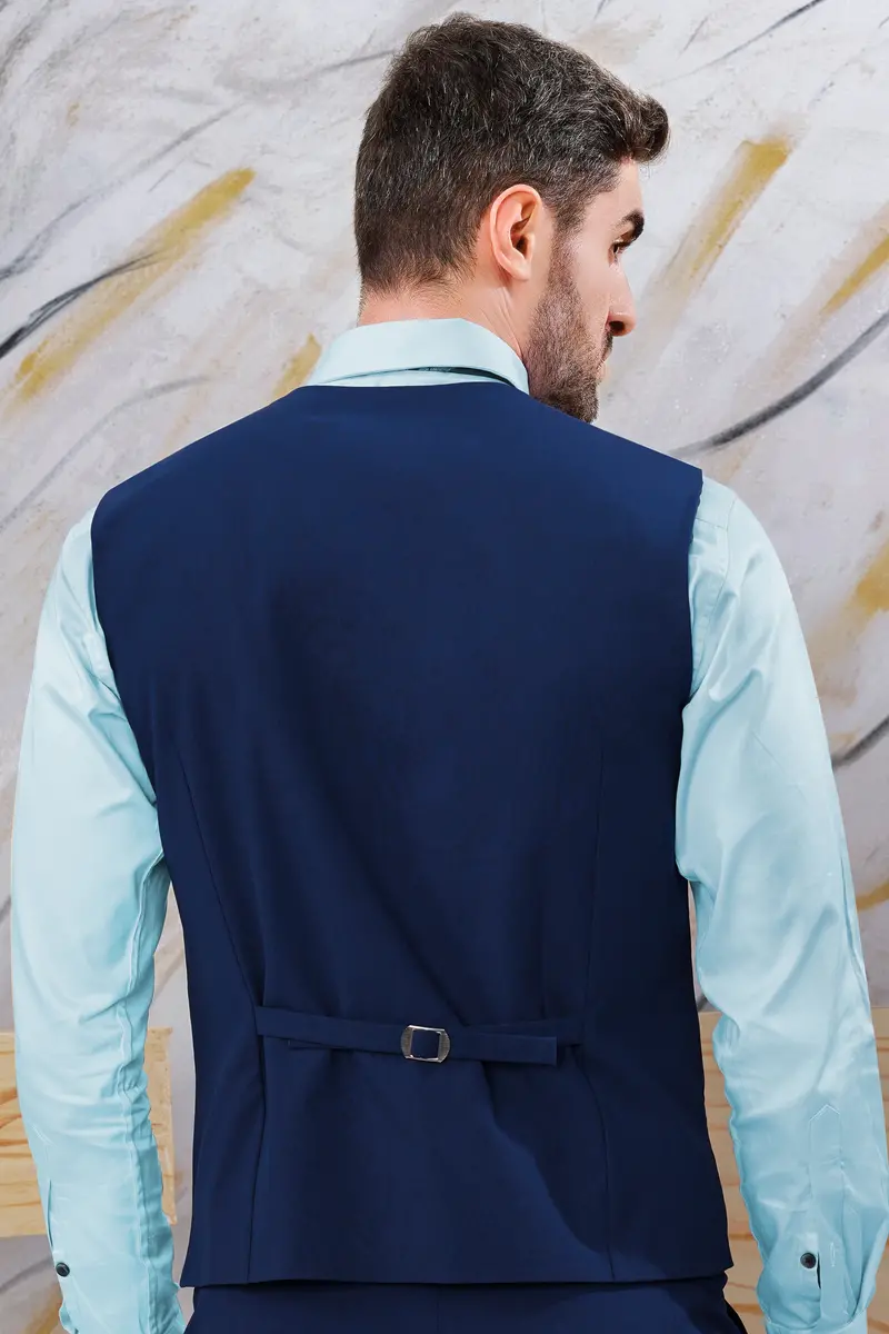 Midnight Blue Wool Rich Stretchable Traveler Waistcoat 4