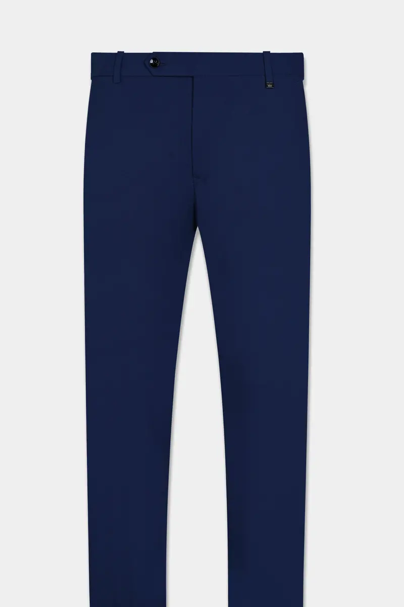 Midnight Blue Wool Rich Stretchable Waistband Pant 4