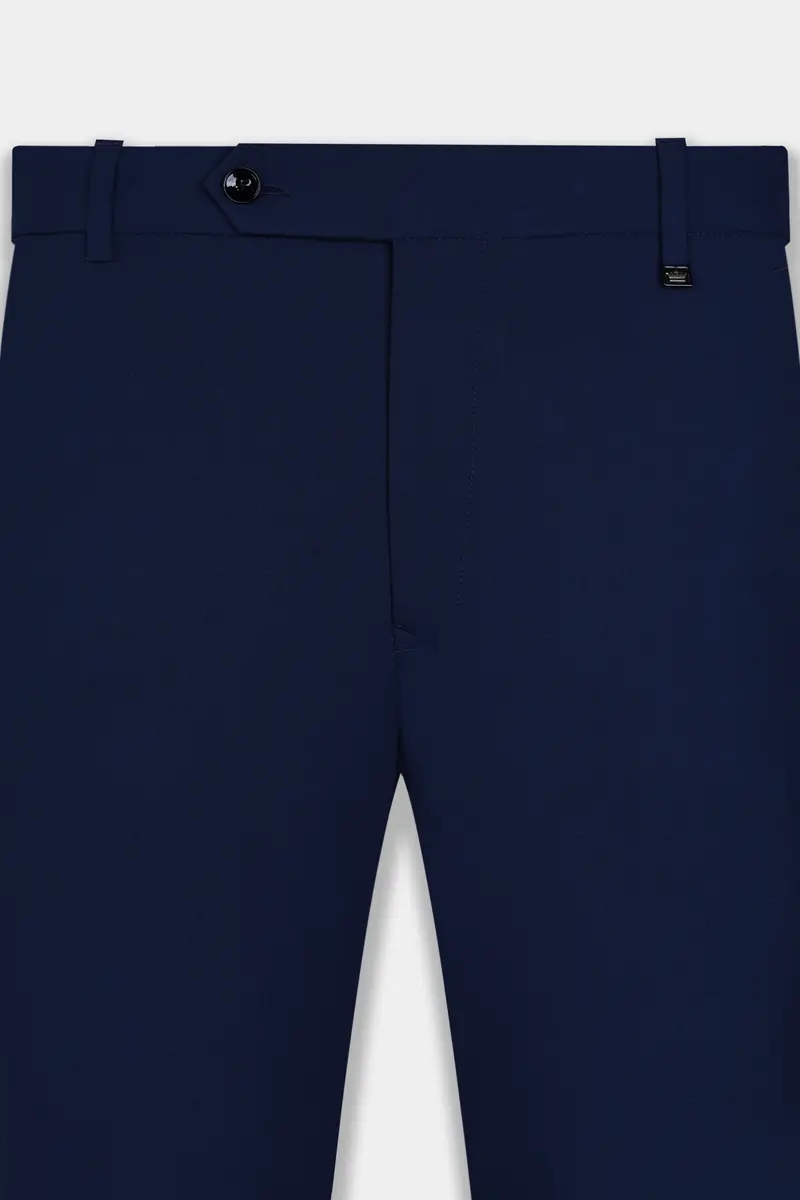 Midnight Blue Wool Rich Stretchable Waistband Pant 5