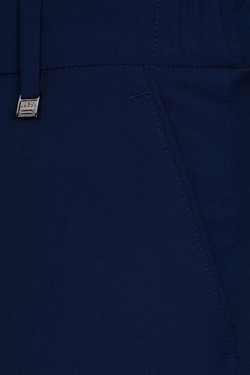 Midnight Blue Wool Rich Stretchable Waistband Pant 6