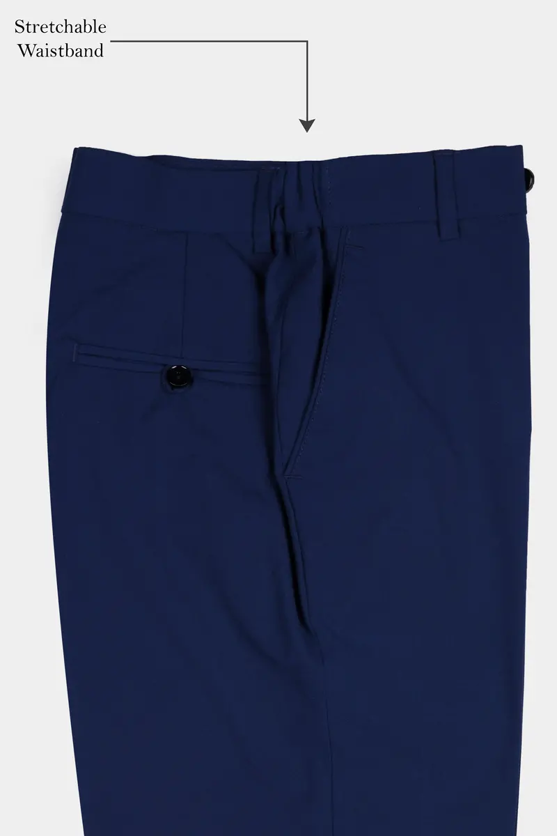Midnight Blue Wool Rich Stretchable Waistband Pant 7