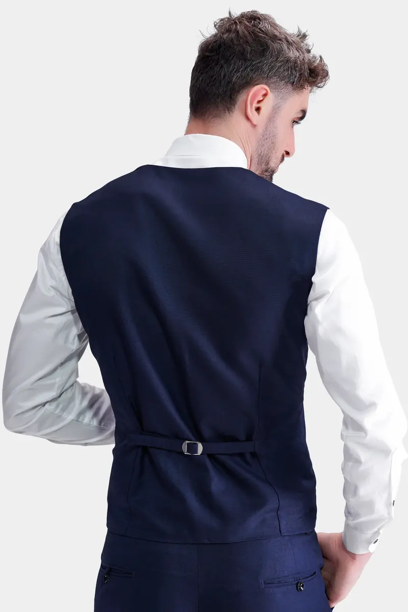 Midnight Blue Wool Rich Waistcoat 4
