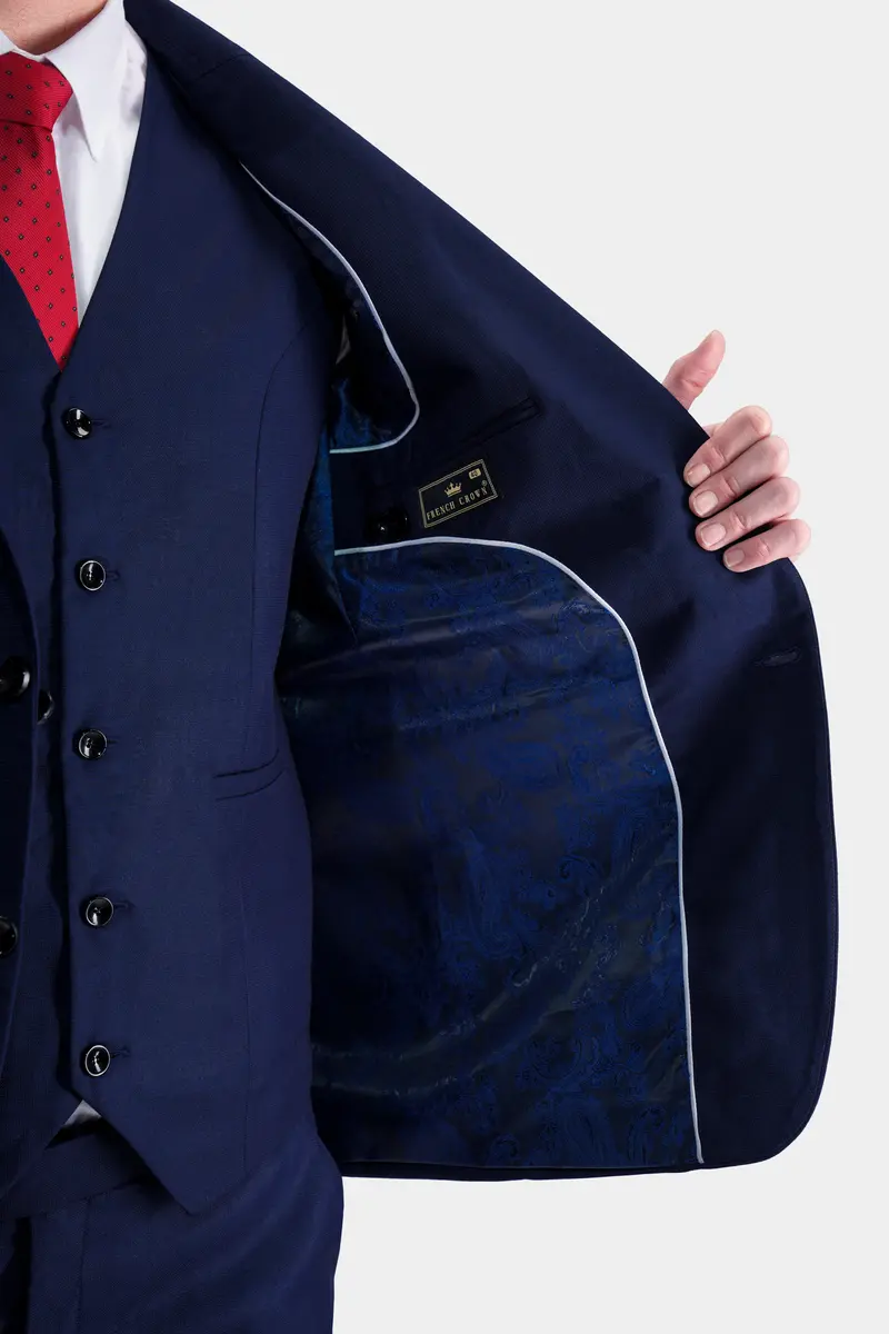 Midnight Blue Wool Rich Waistcoat 5