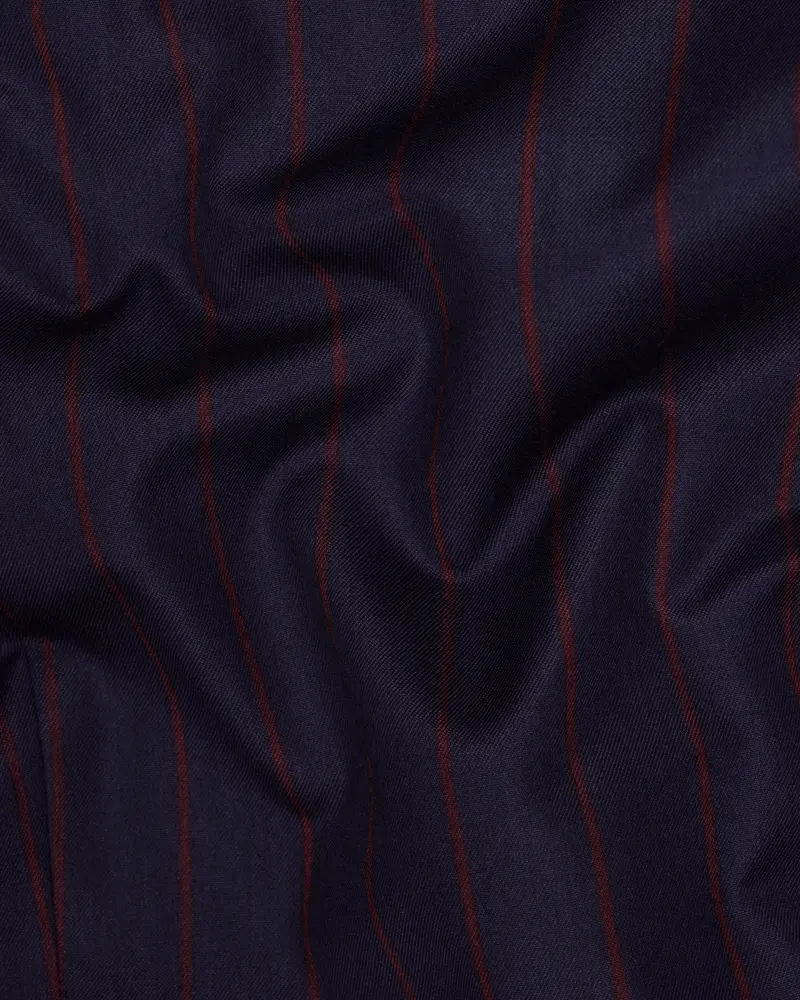Midnight Express Blue Striped Wool Rich Waistcoat 3