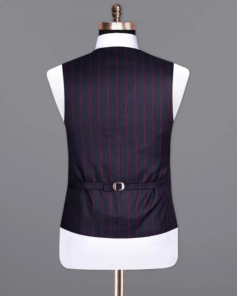 Midnight Express Blue Striped Wool Rich Waistcoat 6