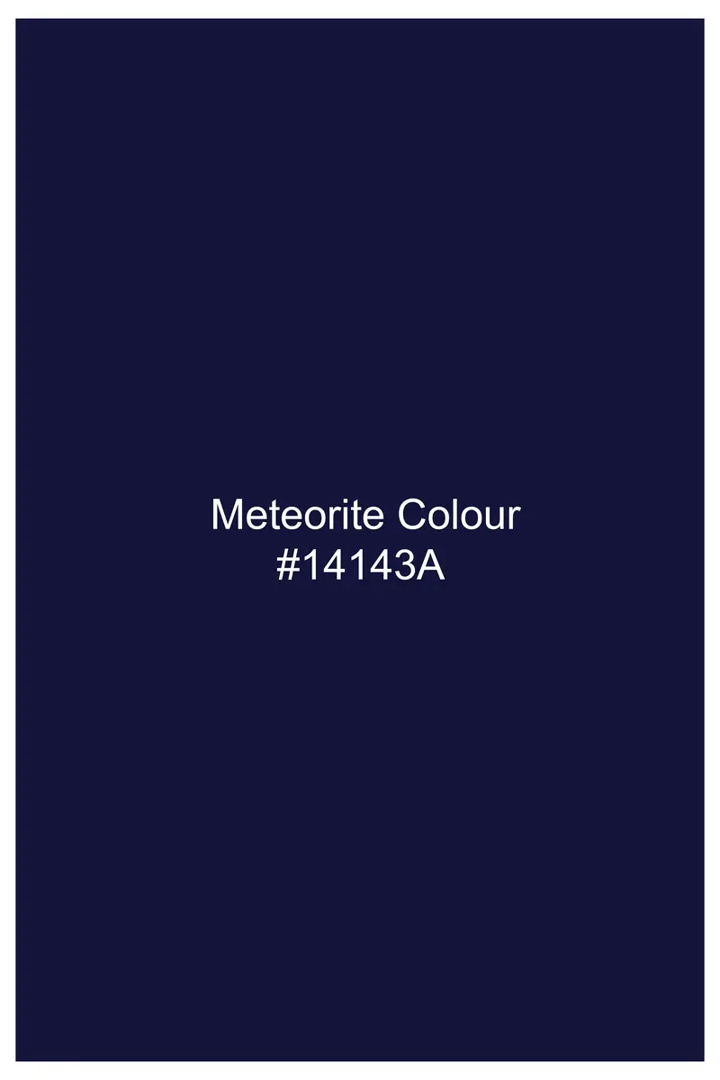 Midnight-Meteorite Blue Solid Luxurious Linen Casual Shirt 8