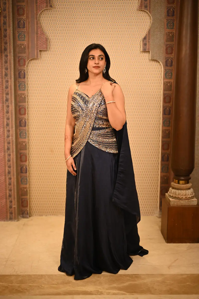 Midnight Navy Blue Heavy Sequin And Beads Embroidered Design Organza Ready To Wear Saree With Designer Blouse 1