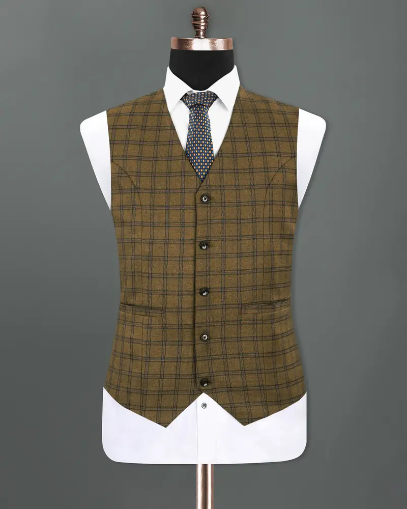 Milbrook Brown Plaid Wool Rich Waistcoat 2
