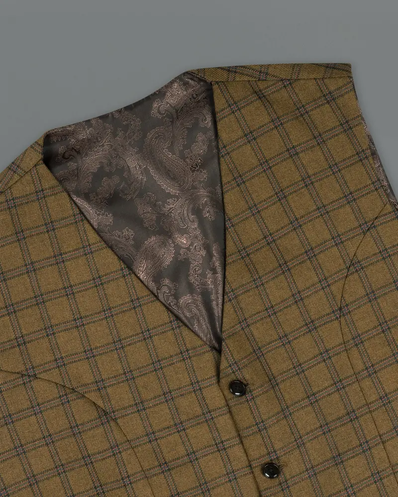 Milbrook Brown Plaid Wool Rich Waistcoat 4