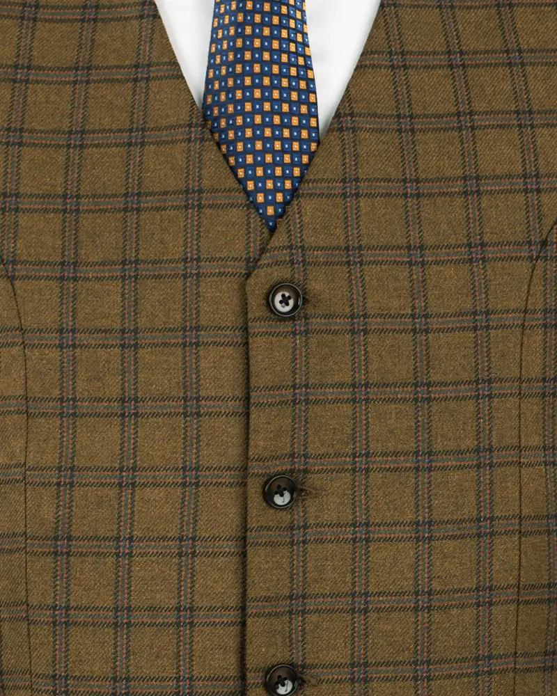 Milbrook Brown Plaid Wool Rich Waistcoat 5