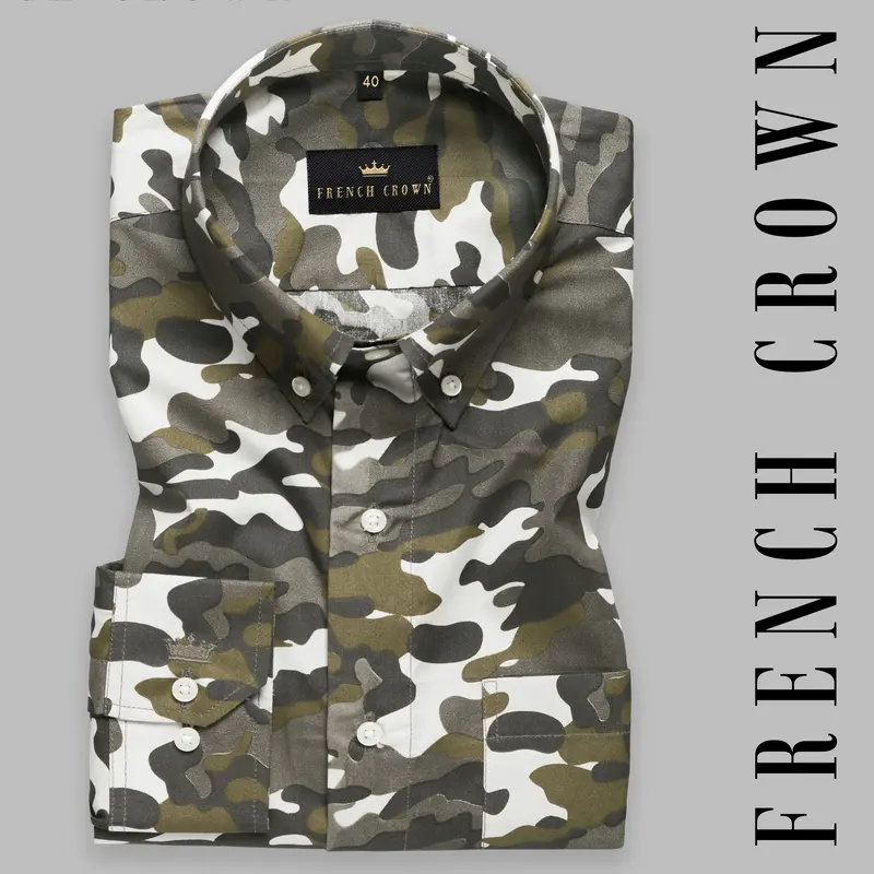 Military Camouflage Print Royal Oxford Shirt 7