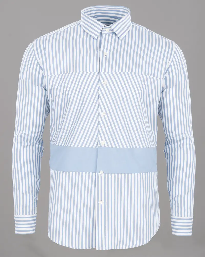 Milky White & Pigeon Post Striped Royal Oxford Designer Shirt 1