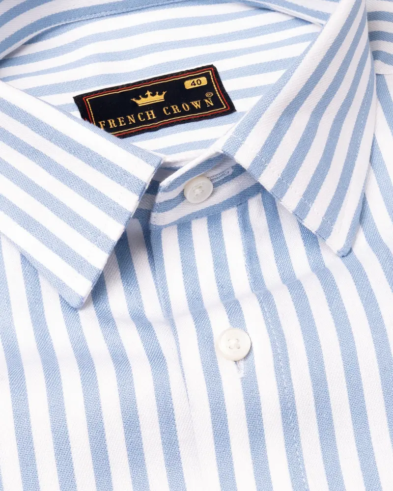 Milky White & Pigeon Post Striped Royal Oxford Designer Shirt 3