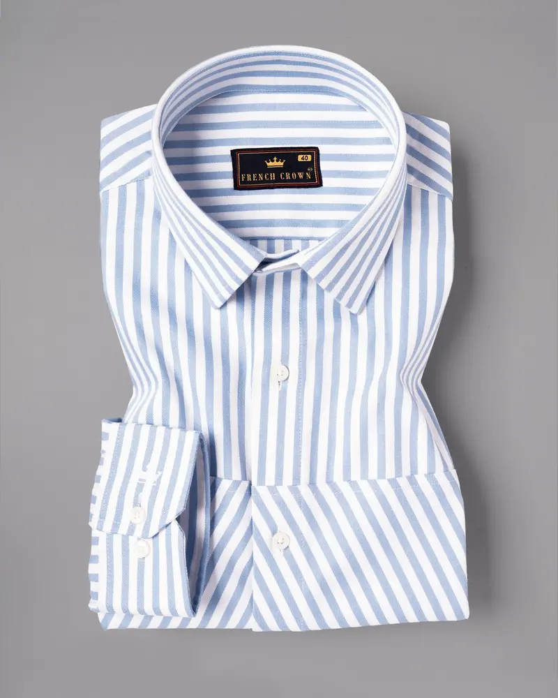 Milky White & Pigeon Post Striped Royal Oxford Designer Shirt 4