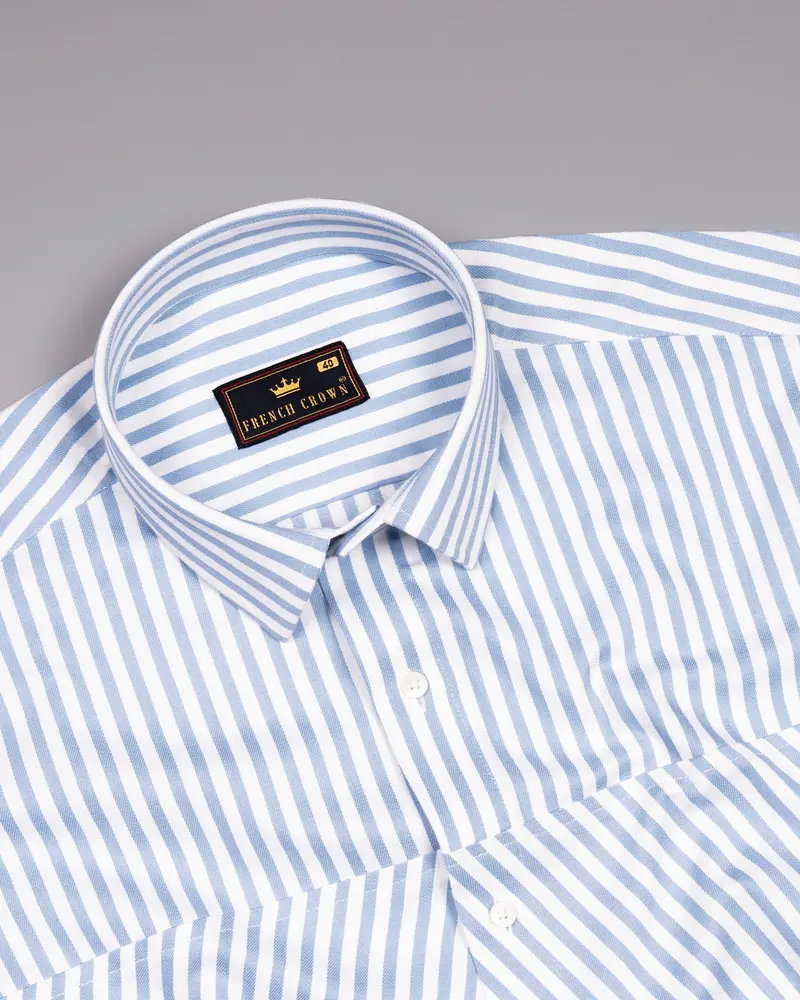 Milky White & Pigeon Post Striped Royal Oxford Designer Shirt 5