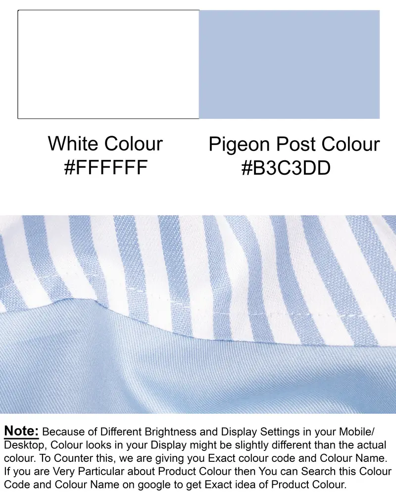Milky White & Pigeon Post Striped Royal Oxford Designer Shirt 7