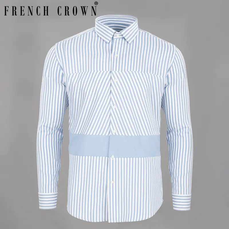Milky White & Pigeon Post Striped Royal Oxford Designer Shirt 9