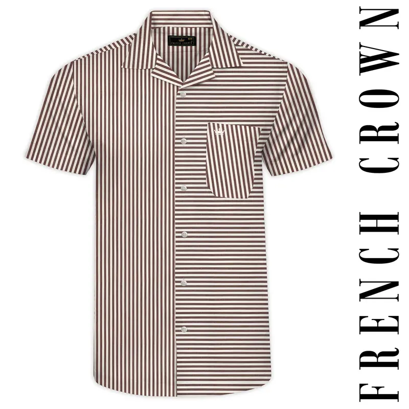 Millbrook Brown And White Striped Premium Cotton Designer Shirt 1